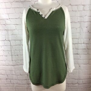 Secret Treasures Sleepwear Green & Cream Sleep Top